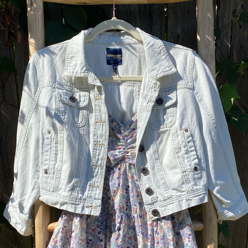 Light Blue and White pin-stripped jean jacket